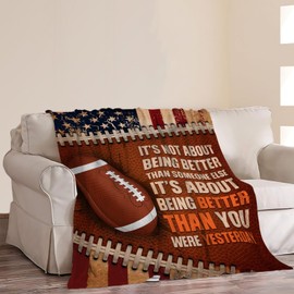 Football Throw Blanket Football Sports Lover Gifts for Men Ground American Football Decor Blankets Soft Cozy Fleece Plush Warm Flannel Bedding Blanket for Boys Kids Teens Adults Couch Travel 40"X50"