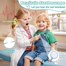 Perbabe Arztkoffer Kinder ab 3 Jahre - 39-teiliges Holzspielzeug Doktorkoffer Mit Echtem Stethoskop Role Play Arztkittel Spielzeug 3 Jahre mit Thermometer Tragbarem Beutel Geschenk für ab 3 4 5 6