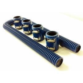 48" Blue Stainless Flexible Radiator Hose Kit w/Blue End Caps