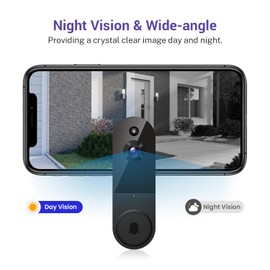 BoilNano 1080P Video Doorbell Camera Wireless, Cloud Storage, Live View, 2-Way Talk, Night Vision, Included Ring Chime, 2.4Ghz WiFi, Indoor Surveillance, Real-Time Alert (Black)