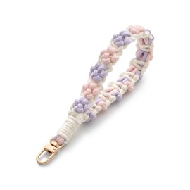 CHUQING Key Chain Macrame Lanyard Short Key Ring Fabric Boho Key Chain Bracelet Key Ring Women Ladies, KC12-06, Medium