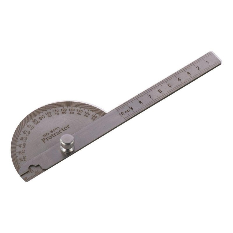 Stainless Steel Protractor 0-180 Degrees Two Arm Ruler Angle Protractor