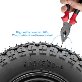 Felixstory 4.10/3.50-6 Tire and Aluminum alloy wheel Assemblies, 40% rubber content, 13x4.00-6 Tire Replacement for Hand Trucks Garden Cart Wheelbarrow, 1.96" Offset Hub and 0.59" Bushing