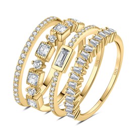 JewelryPalace Vintage Princess Cut Cubic Zirconia Band Ring Women's Wedding Rings Silver 925 Wedding Rings Wedding Rings for Women, Front Ring Stacking Ring Eternity Ring Narrow, Rings Set Jewellery