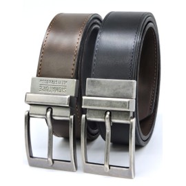 Levi Strauss Signature - Premium Leather Reversible Belt for Men for Jeans, Work, Dress & Casual pants | Cinturon Para Hombre, Brown / Black / Stitch Creased Edge, 38