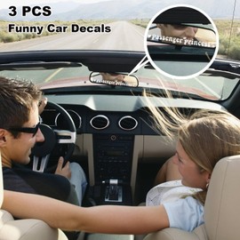 Passenger Princess Car Accessories, Gelapa 3PCS Funny Car Stickers and Decals for Car Window Rearview Mirror, Vinyl Letter Stickers, Cute Car Accessories for Girls Women Girlfriends-White