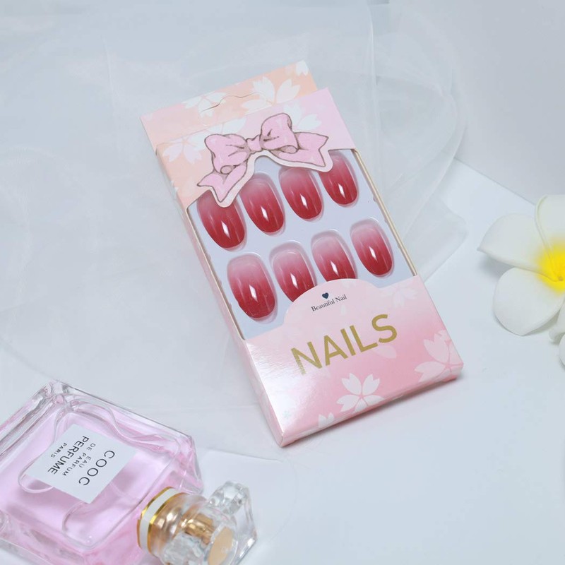 Yienate False Nails Artificial Nails for Women and Girls Round