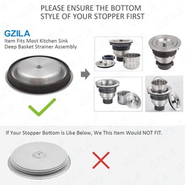 GZILA Kitchen Sink Stopper Replacement, Sealing Lid Sink Drain Stopper for 3-1/2 Inch Standard Drains Assembly, 304 Stainless Steel with Rubber Gasket, Brushed Nickel