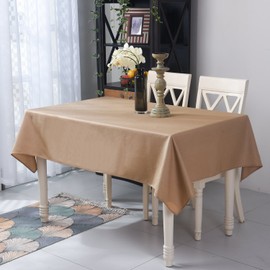 LINENNEE Basketweave 52X 52 Inch Birch Color Classic Polyester Square Tablecloth Tight Weight No Iron Easy Care Durable Affordable with Miter Corners