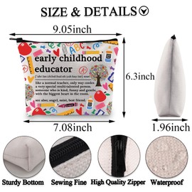 BDPWSS Montessori Teacher Gift Daycare Provider Appreciation Gift ECE Teacher Makeup Bag Special Education SPED Teacher Gift (Early educator noun bagCA)
