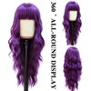 NOSTALGIA Purple Wig with Bangs Long Purple Wavy Wigs for