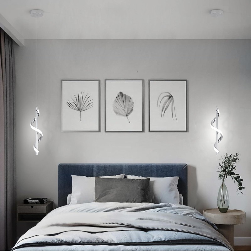 Modern Led Pendant Light Fixtures,6000K Cool White Spiral Led Pendant
