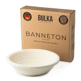 Bulka Large Round 9" 1kg Groove Banneton Bread Proofing Basket Pressed Wood Pulp, Sourdough Proofing Basket - Non-Stick Bread Proofing Bowl Sourdough Bread Baking Supplies, Made in Germany.