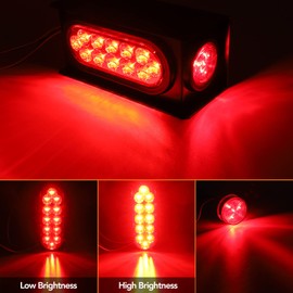 OGATOO Steel Trailer Light Boxes Housing Kit, Red Oval 6" Tail Stop Lights & Round 2" LED Trailer Side Turn Light, 14 LED with Grommets & Wire Connectors, 12V IP65 Waterproof (2 Pcs)