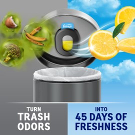 Febreze Odor Fighter, Can Air Freshener, Stick-On Deodorizer for Garbage Cans, Diaper Pails, Works with Scented Bags, Fresh Lemon and Linen & Sky Scents, 2 Holders + 2 Refills