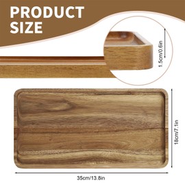 Acacia Wooden Serving Tray - Wooden Charcuterie Board - Rectangle Wood Platter for Serving Food, Fruit & Cheese Board Wood Dessert Trays (1, 14"x7"x0.6")