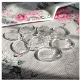 crystalmiracle Set of 3 Clear Quartz Thumb Stones Reiki Crystal Healing Worry Stone Metaphysical Feng Shui Success Health Prosperity Protective Meditation Gemstone Gift for Men Women