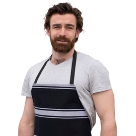 Bib Apron Butcher Stripe Traditional Navy-white Apron Food Unisex poly viscose