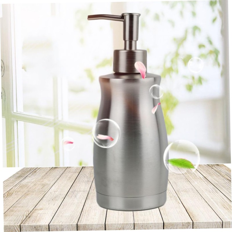 BUGUUYO Manual Liquid Soap Dispenser Stainless Steel Shampoo Bottle for
