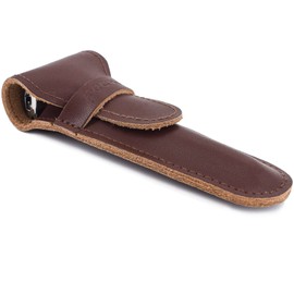 Genuine Leather Safety Razor Leather Protective/Travel Case for Any Safety Razors - Brown Razor Case Keeps Your Double Edge Razor Blade Safe.