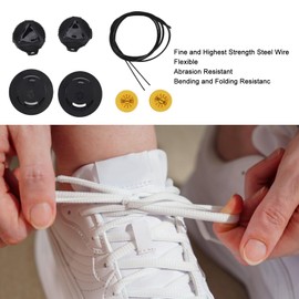 4 Set Rotating Automatic Buckle Shoes Laces, Black No Tie Shoelaces for Sports Shoes Sneakers, Anti Slip Tieless Steel Wires