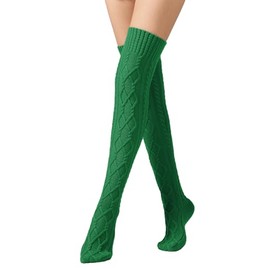 Leoparts Women's Cable Knitted Thigh High Socks Extra Long Winter Warm Stockings Knee High Leg Warmers