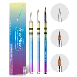 Shine Chance 3Pcs Acrylic Nail Brushes Set Size 2 4 5, Kolinsky Hair Acrylic Nail Art Brush, Art Design & Polish Mistake Cleaning Manicure Tools for Women Acrylic Application, Gradient