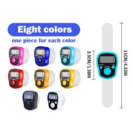 Anlising 8pcs Electronic Handheld Tally Counter, Electronic Finger Counter, LED Electronic Finger Counter, 5 Digit Display Hand Counter, Digital LED Finger Clicker, for Prayer Sports Golf (Colour)