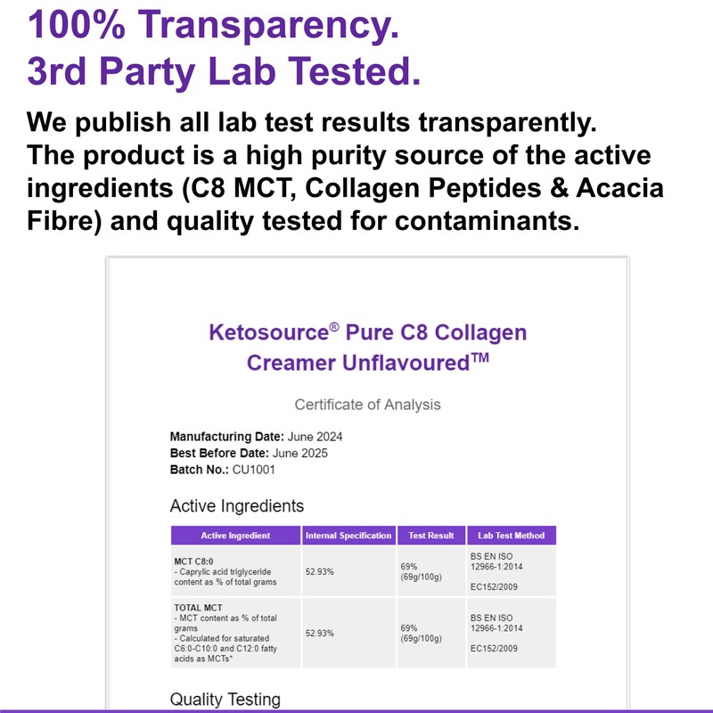 Ketosource Pure C8 Collagen Creamer | Mixes Easily Without Clumping