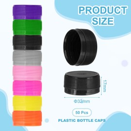 sourcing map 50pcs Plastic Bottle Caps, 30mm Bottle Screw Lid Top Water Bottles Top Cap for DIY Development Imagination Intelligence Craft Scrapbook Creative Gifts, Black