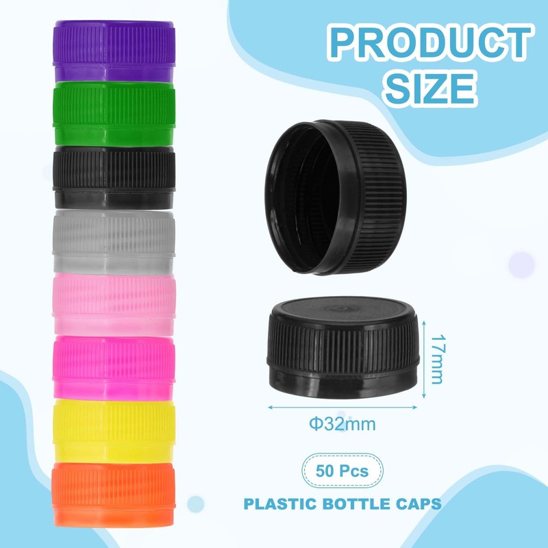 sourcing map 50pcs Plastic Bottle Caps, 30mm Bottle Screw Lid