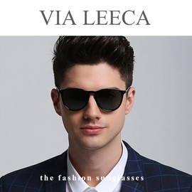 VIA LEECA Polarized Sunglasses for Women Men Classic Vintage Round Sunglasses UV400 Lens (silver+black)…