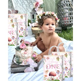 YanZonic 16 pcs My Fairy First Birthday Decorations Goodie Bags - Great Fairy Party Favor Bags for Fairy Tale Garden 1st Birthday Woodland Fairy Party Decorations girls, Fairy Party Favors