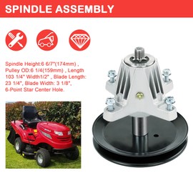 Magorfas 46" Deck Lawn Mower Rebuild Kit, Includes 2 Spindles with Pulleys for MTD 618-06989 918-06989,2 Blades for 742-04244 742-04290,1 103 1/4" Belt 754-04219 954-04219