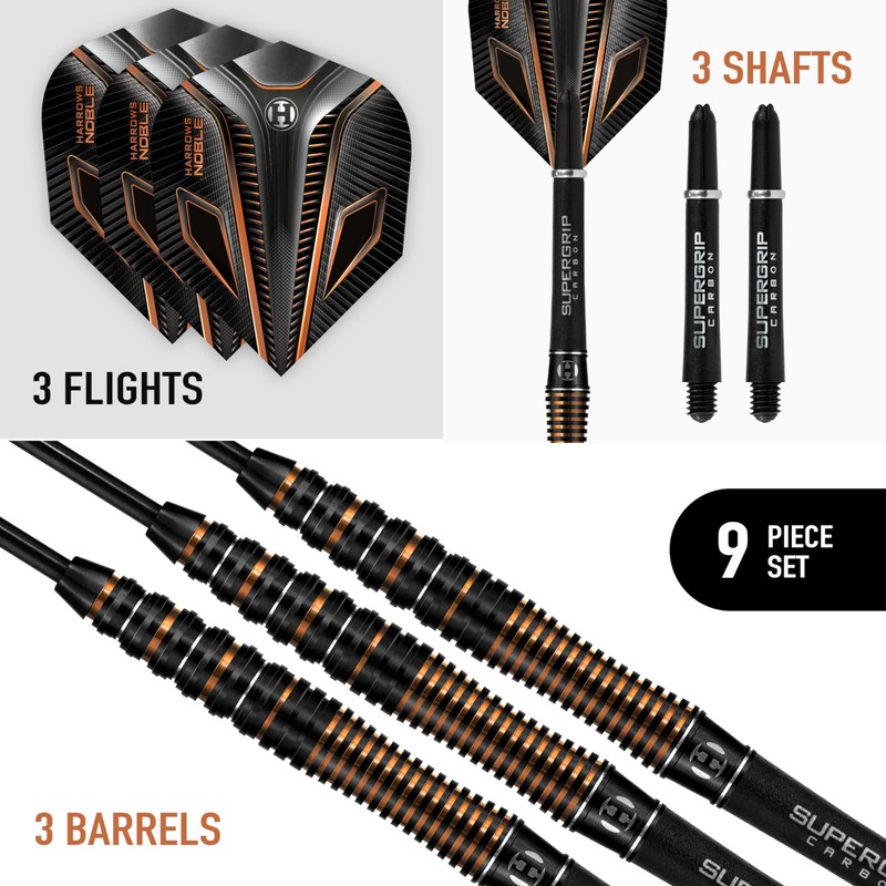 Harrows Noble 90% Tungsten Steel Tip Darts Set 22g, 23g,