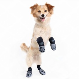 Dog Socks to Prevent Licking Paws, Strong Traction on Hardwood Floors Anti Slip Paw Protectors Dog Socks Booties Shoes for Hot Pavement and Winter (M, Paw Style)
