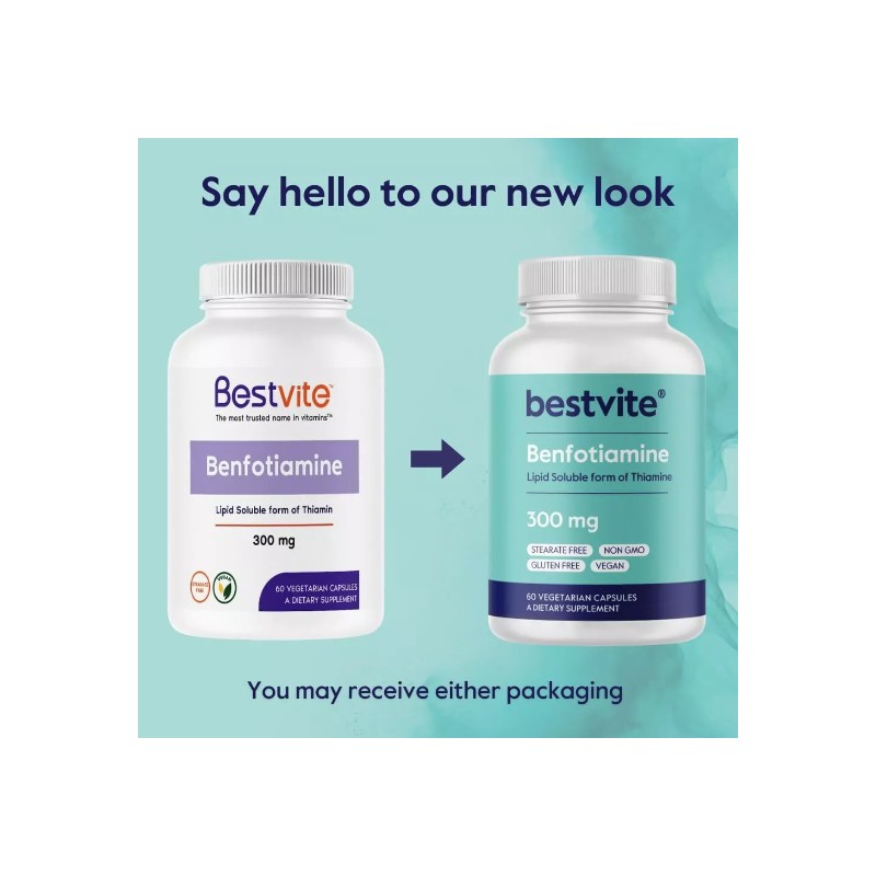 Benfotiamine 300mg (60 Vegetarian Capsules) No Stearates - No Silicon