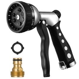 Gartenbrause Metall, Garten Handbrause, Hochdruck Garten Spritzpistole, Einstellbarer Wasserdurchfluss Gartenbrause mit 8 Verschiedene Sprühbilder für Bewässerung, Autowaschen