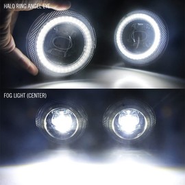 Cawanerl Angel Eye LED Lens Fog Light DRL Replacement for 13-21 Civic, 13-16 CR-Z, 17-20 Ridgeline, 12-21 Pilot, 19-20 HR-V, 12-14 CR-V, 18-20 Odyssey, 13-15 ILX, 10-15 RDX, 12-14 TL, 11-14 TSX