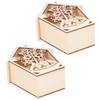 2Pcs Bird House with Warm Light Hollow Flowers Patterns Bird