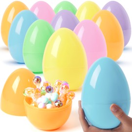 JOYIN 12 Pcs Large Pastel Easter Eggs, 6 Inches Jumbo Plastic Eggs Fillable for Easter Themed Hunt Colorful Basket Stuffers Fillers Filling Treats Party Favor Classroom Prize Supplies