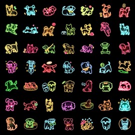 100pcs Neon Dog Waterproof Vinyl Stickers - Cute Puppy Decor & Party Favors for Laptop, Water Bottle, Classroom