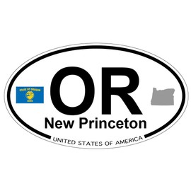US Decal, Inc. New Princeton, Oregon - Oval Magnet with State Flag