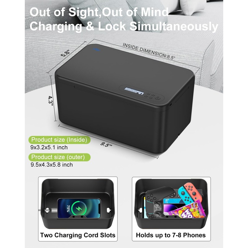 Safe Timed Lock Box, Phone Lock Box with Timer Unplug