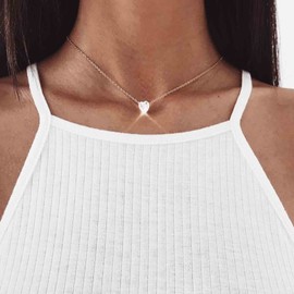 Cimenexe Bohemian Crystal Heart Necklace Choker Silver Love Heart Choker Necklace Rhinestone Collar Choker Necklaces Minimal Clavicle Chain Necklace Jewellery for Women and Girls