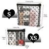 Fassave 6 Pack Mini Zipper Mesh Makeup Bags, Heart Print