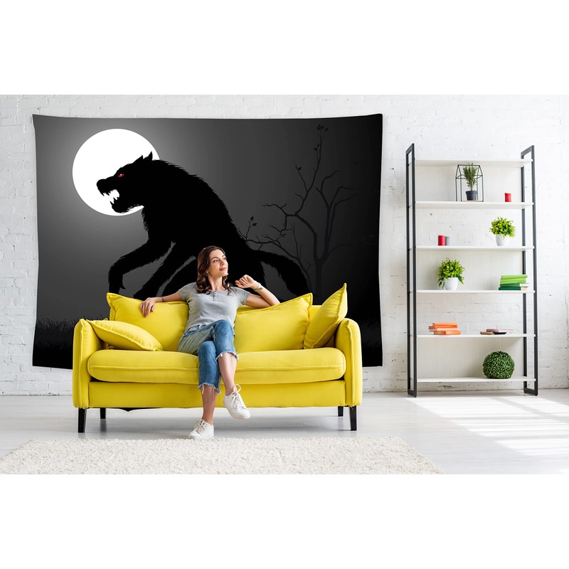 feelacle Werewolf Tapestry 80" X 60" Wolf Wall Hanging Party