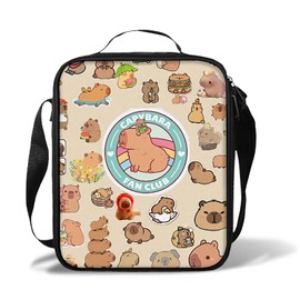 Vexilon Insulated Lunch Bag Kids, Reusable Capybara Lunch Bag with Adjustable Strap, Waterproof and Leakproof Childrens Picnic Bags, Portable Thermal Cooler Bags for Work School Outdoors