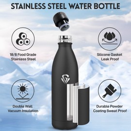 HoneyHolly Water Bottle 1L, BPA-Free, Thermos Flask, 18/8 Stainless Steel, Double Walled Vacuum Insulated, Thermos Flask for Outdoor Sports, Camping, Picnic