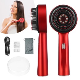 Scalp Massaging Brush,3 in 1 Electric Scalp Massager with IPX7 Waterproof,Cordless Red Light Hair Massager,Scalp Massage Comb,Hair Oil Applicator,Hair Massager for Stimulates Hair Growth(Red)